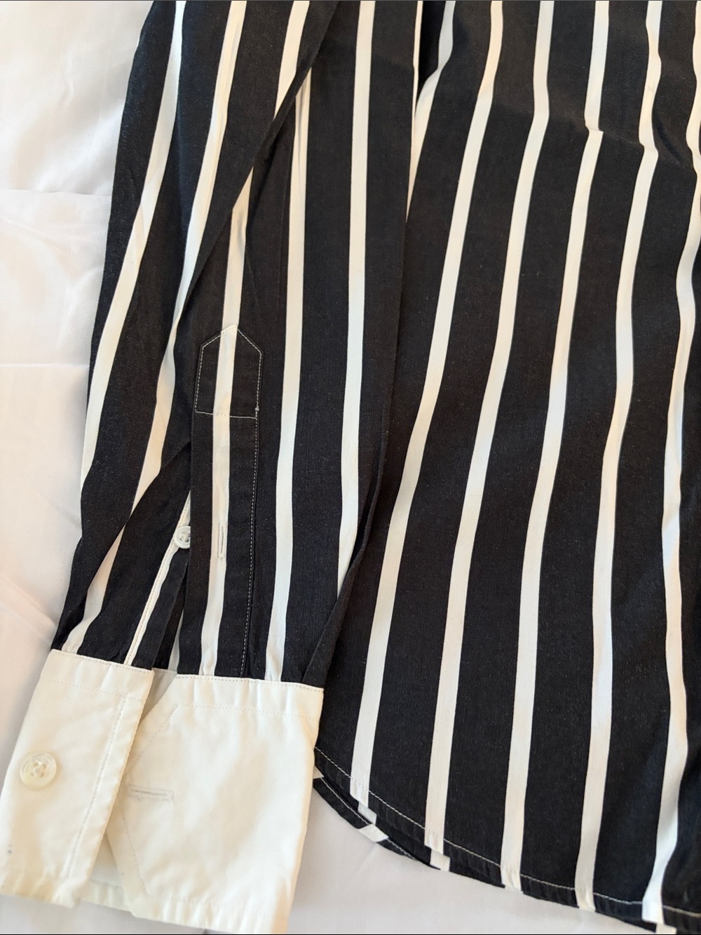 Ralph Lauren Black and White Striped Button-Down Shirt - Picture 3 of 5